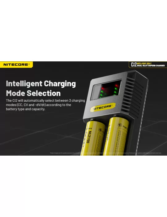 Ci2 charger 2 slot USB C 3000mA 18w for 21700 18650 AA AAA CD–NITECORE BELUX