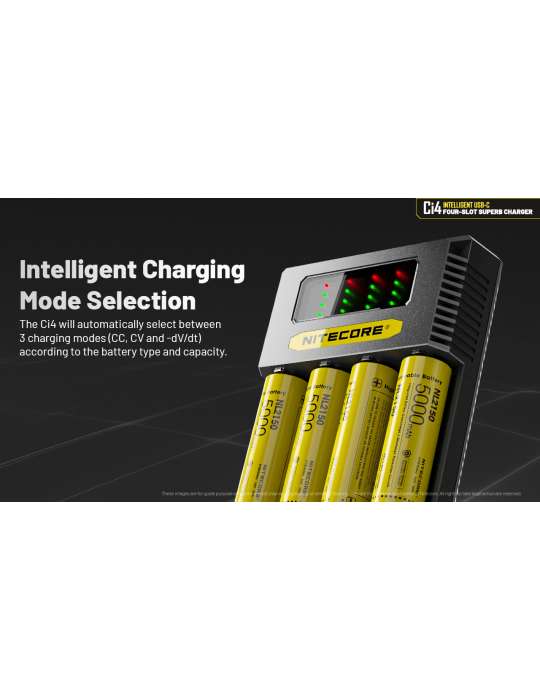 Ci4 chargeur 4 slot USB C 3000mA 18w pour 21700 18650 AA C D