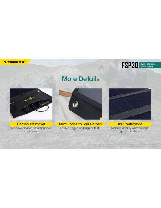 FSP30 portable solar panel 30w usb output for backpack