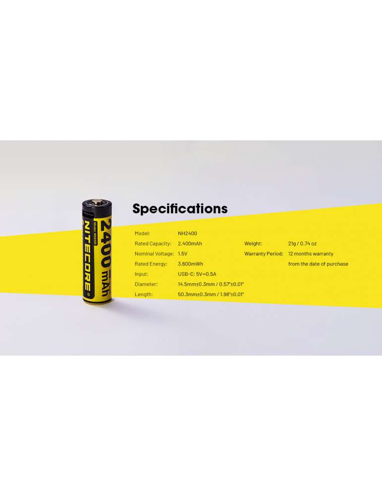 NH2400 4 piles AA 1.5V rechargeable USB 2400mAh