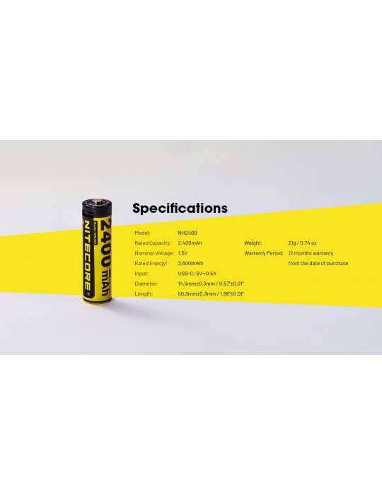 NH2400 4 piles AA 1.5V rechargeable USB 2400mAh