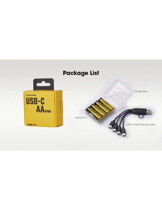 NH2400 4 piles AA 1.5V rechargeable USB 2400mAh