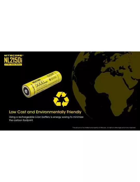 NL2150i batterie 21700 lithium 5000mAh rechargeable–NITECORE BELUX