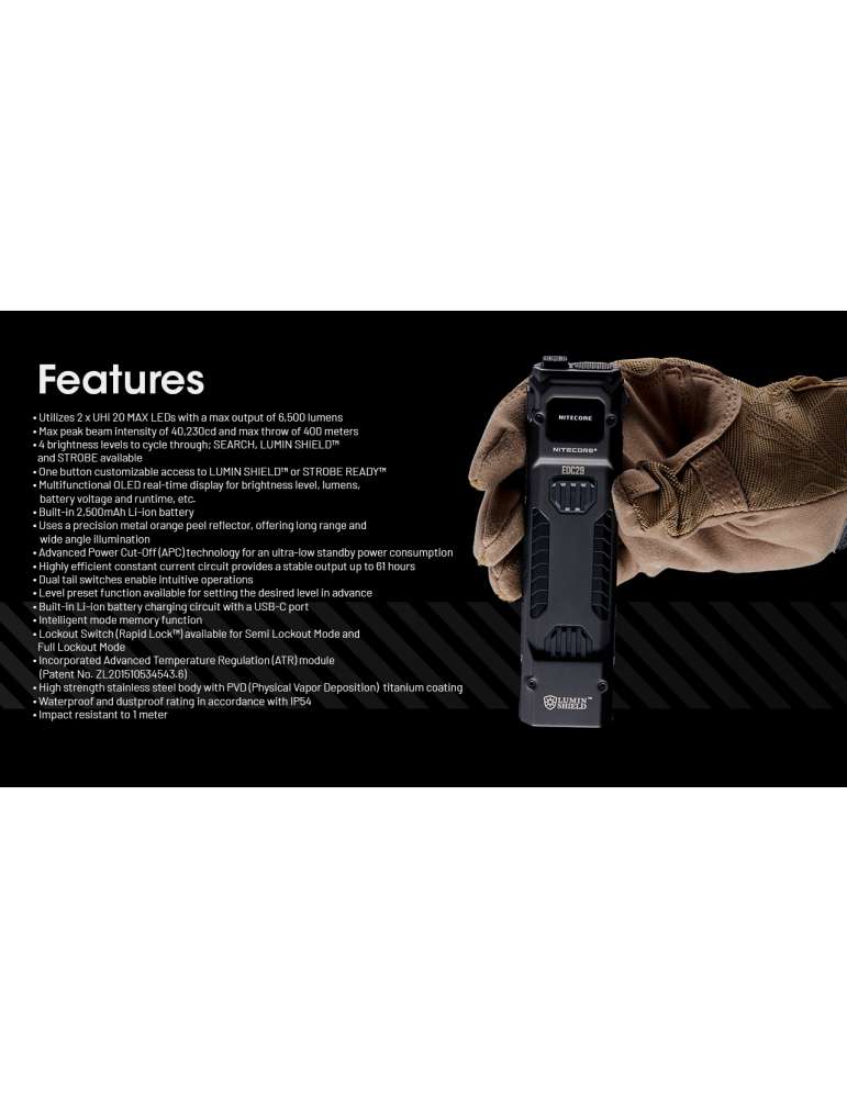 EDC29 lampe fine 6500LM Rechargeable