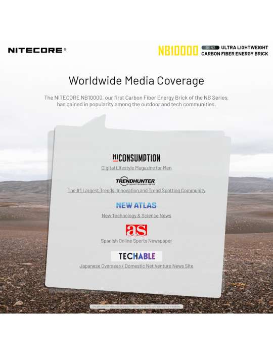 NB10000 GEN2 powerbank batterie 10000mAh ultra légère USB