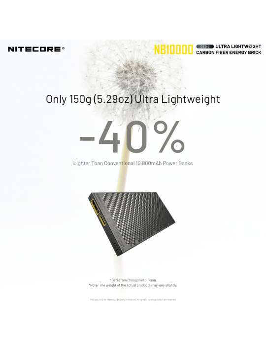 NB10000 GEN2 powerbank batterie 10000mAh ultra légère USB
