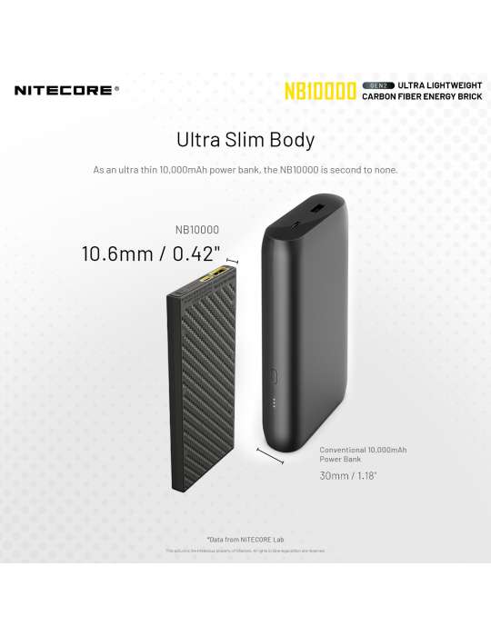 NB10000 GEN2 powerbank batterie 10000mAh ultra légère USB