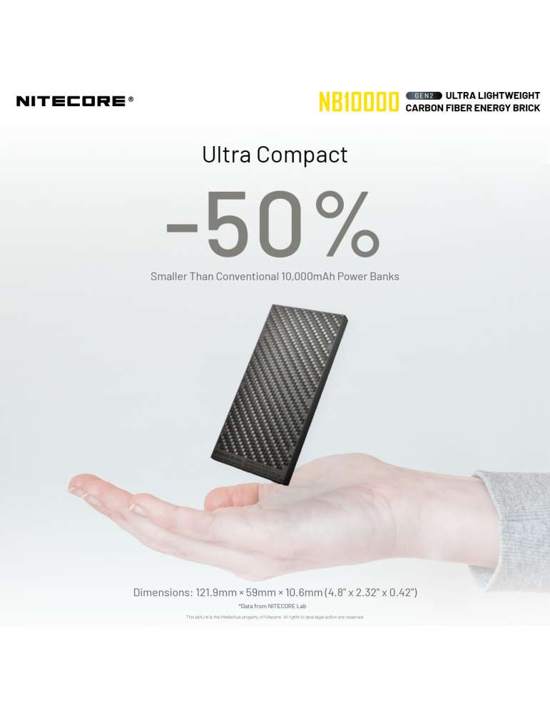 NB10000 GEN2 powerbank batterie 10000mAh ultra légère USB