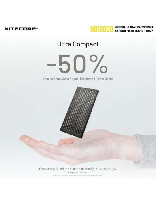 NB10000 GEN2 powerbank batterie 10000mAh ultra légère USB