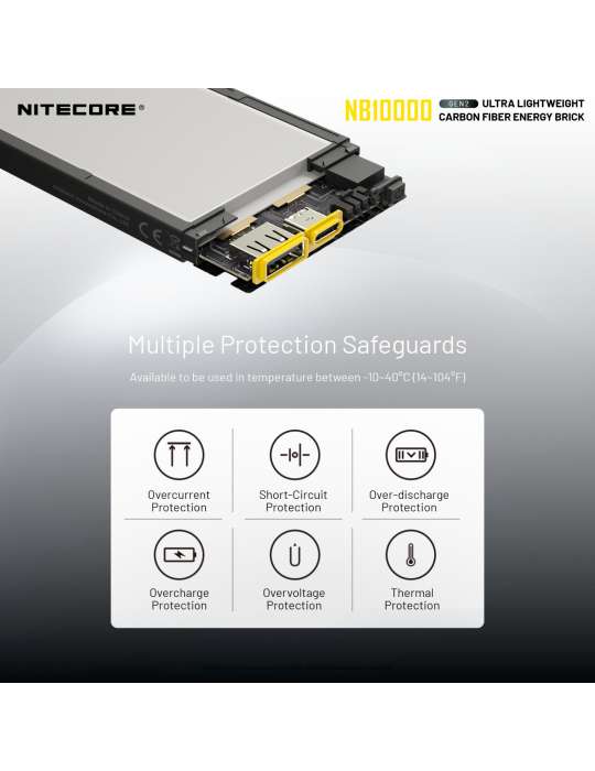 NB10000 GEN2 powerbank batterie 10000mAh ultra légère USB