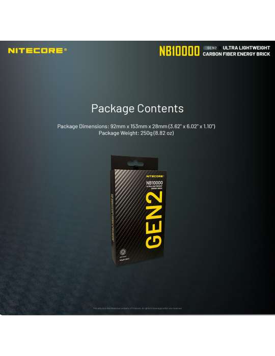NB10000 GEN2 powerbank batterie 10000mAh ultra légère USB