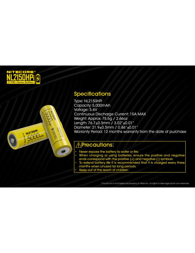 NL2150HPi batterie 21700 lithium haute performance 5000mAh