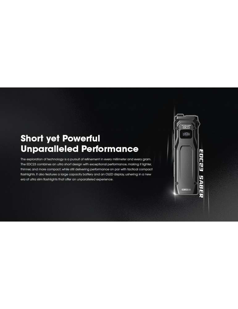 EDC23 flat flashlight 2500LM built-in battery