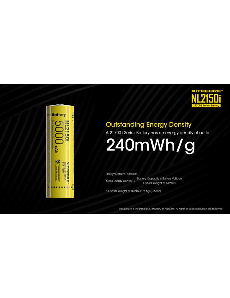 NL2150i batterie 21700 lithium 5000mAh rechargeable