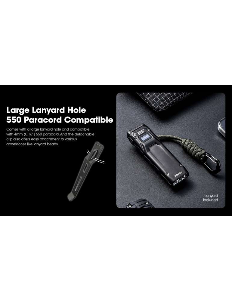 EDC23 lampe de poche plate 2500LM batterie intégrée