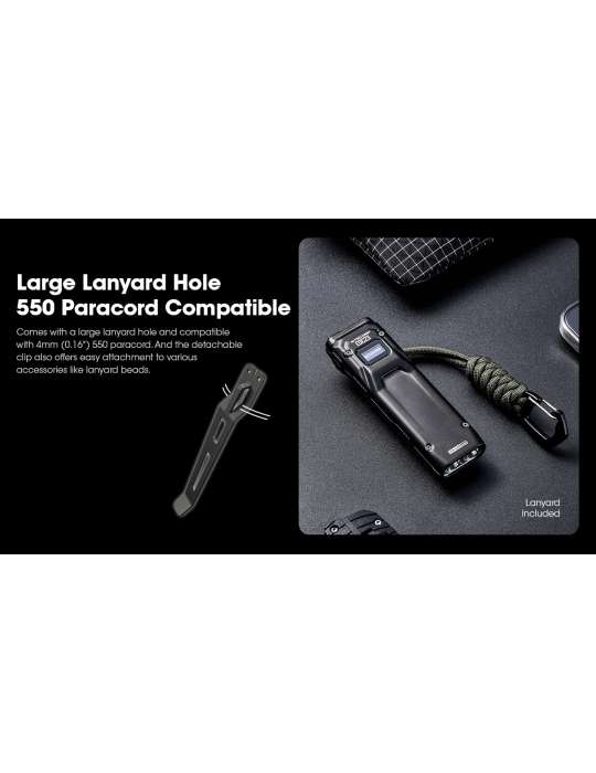 EDC23 lampe de poche plate 2500LM batterie intégrée