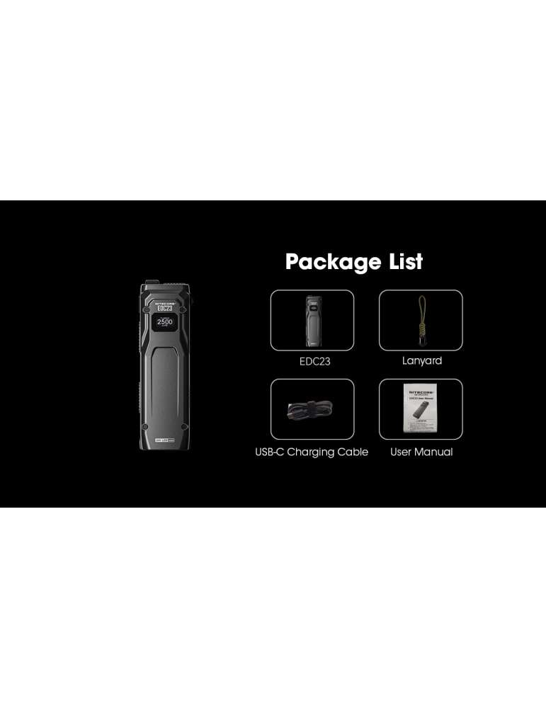 EDC23 flat flashlight 2500LM built-in battery