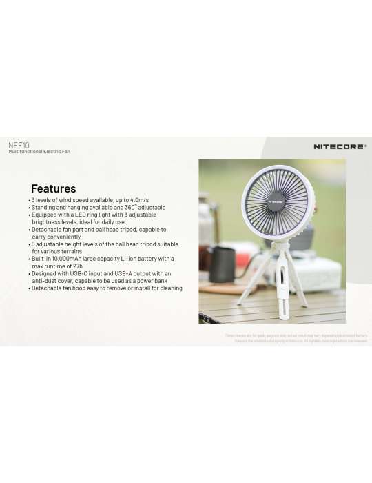 NEF10 ventilateur silencieux sur batterie