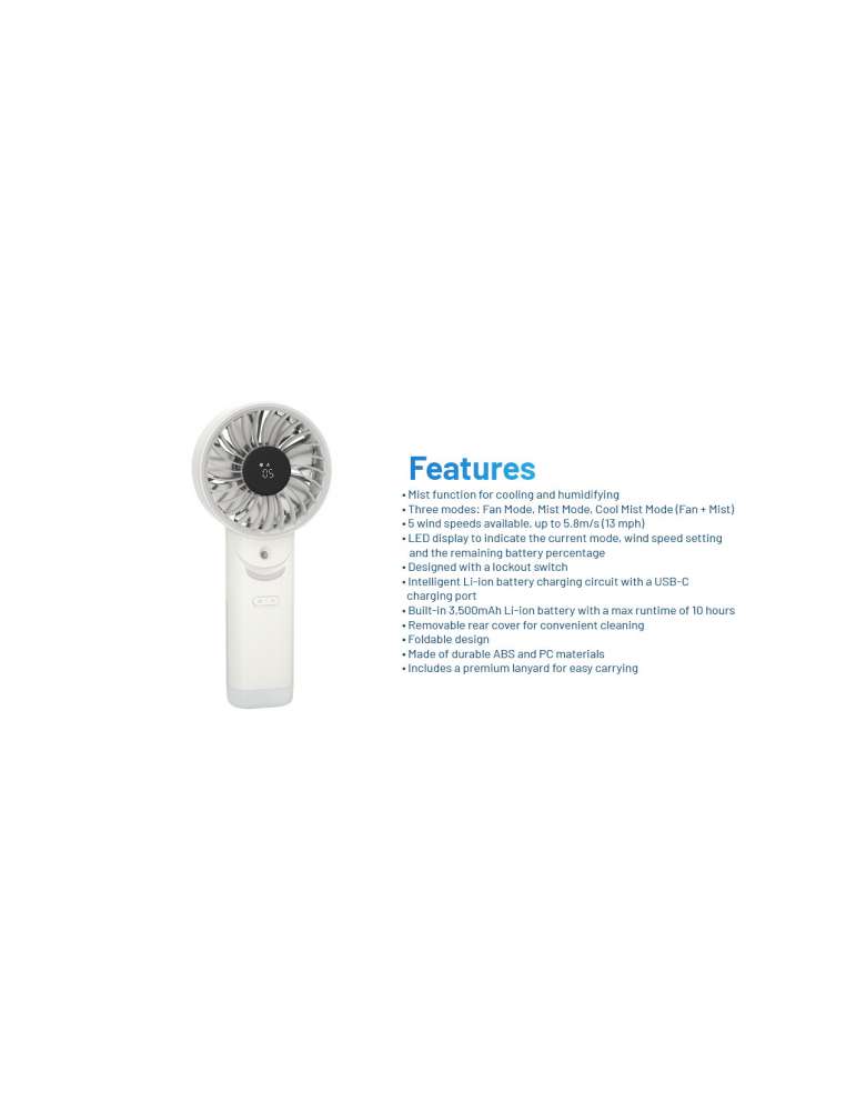 Izzcool30 Foldable Misting Air Conditioner Fan