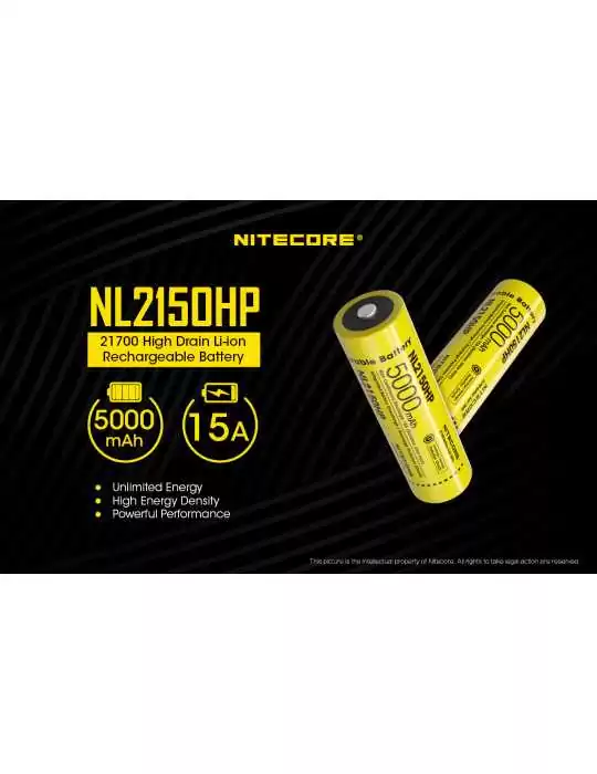 NL2150HP batterie 21700 lithium haute performance 5000mAh rechargeable–NITECORE BELUX