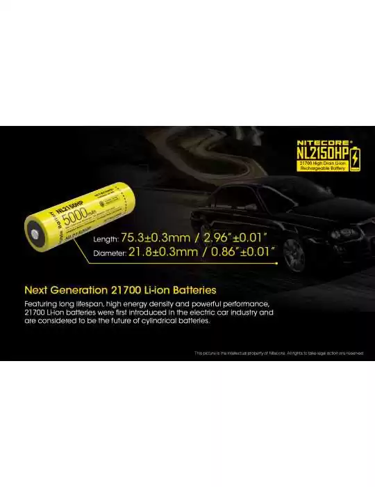 NL2150HP batterie 21700 lithium haute performance 5000mAh rechargeable–NITECORE BELUX