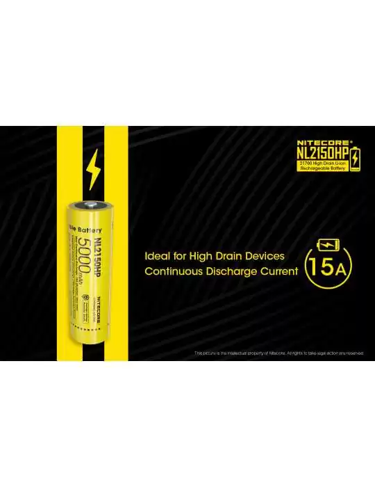NL2150HP high performance 21700 lithium battery 5000mAh rechargeable–NITECORE BELUX