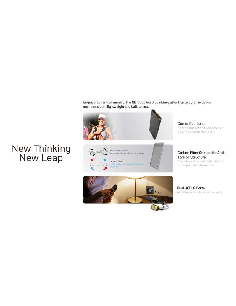 NB10000GEN3 powerbank 10000mAh ultra-léger fibre carbone