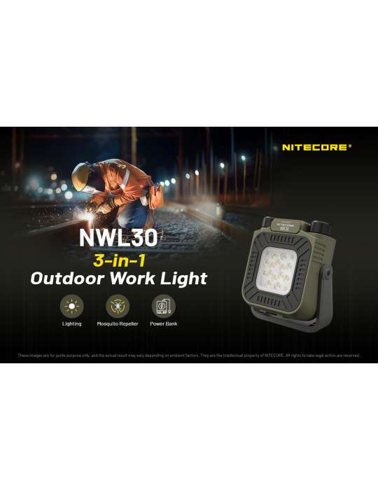 NWL30 lampe de chantier et outdoor 3000LM powerbank et anti-moustiques