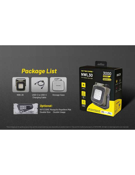 NWL30 lampe de chantier et outdoor 3000LM powerbank et anti-moustiques