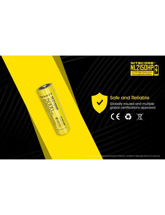 NL2150HP high performance 21700 lithium battery 5000mAh rechargeable