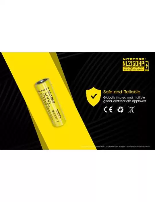 NL2150HP high performance 21700 lithium battery 5000mAh rechargeable–NITECORE BELUX