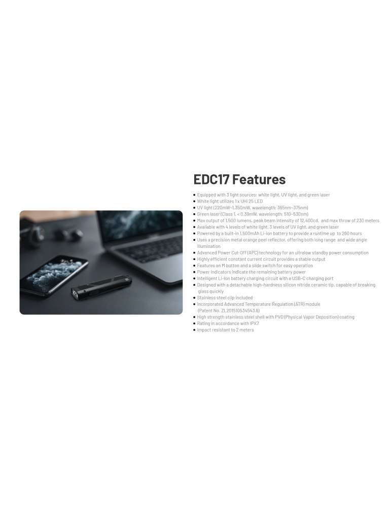 EDC17 lampe plate fine 1500LM laser de niveau et UV