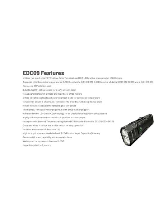 EDC09 lampe 1600LM tete inclinable