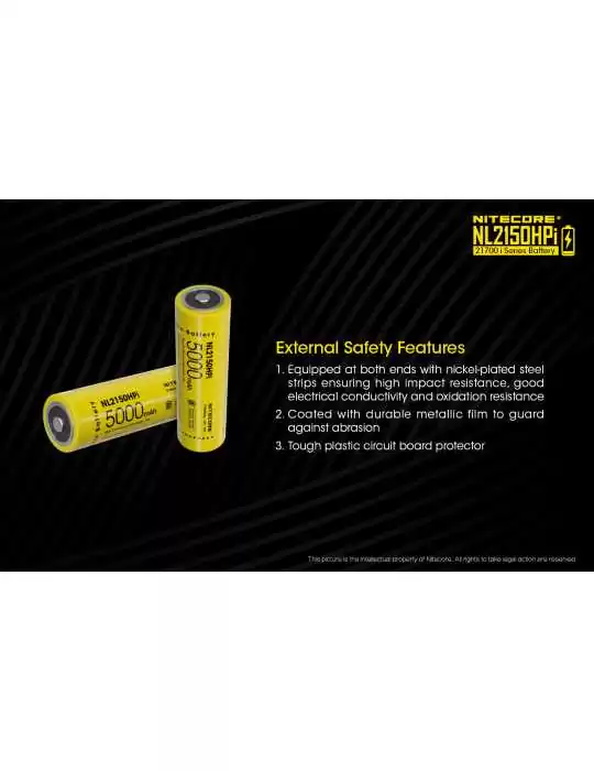 NL2150HPi high performance 21700 lithium battery 5000mAh–NITECORE BELUX