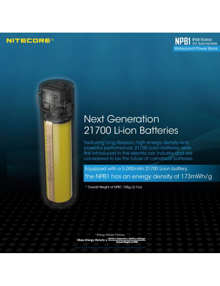 NPB1 batterie powerbank 5000mAh IP68 USB