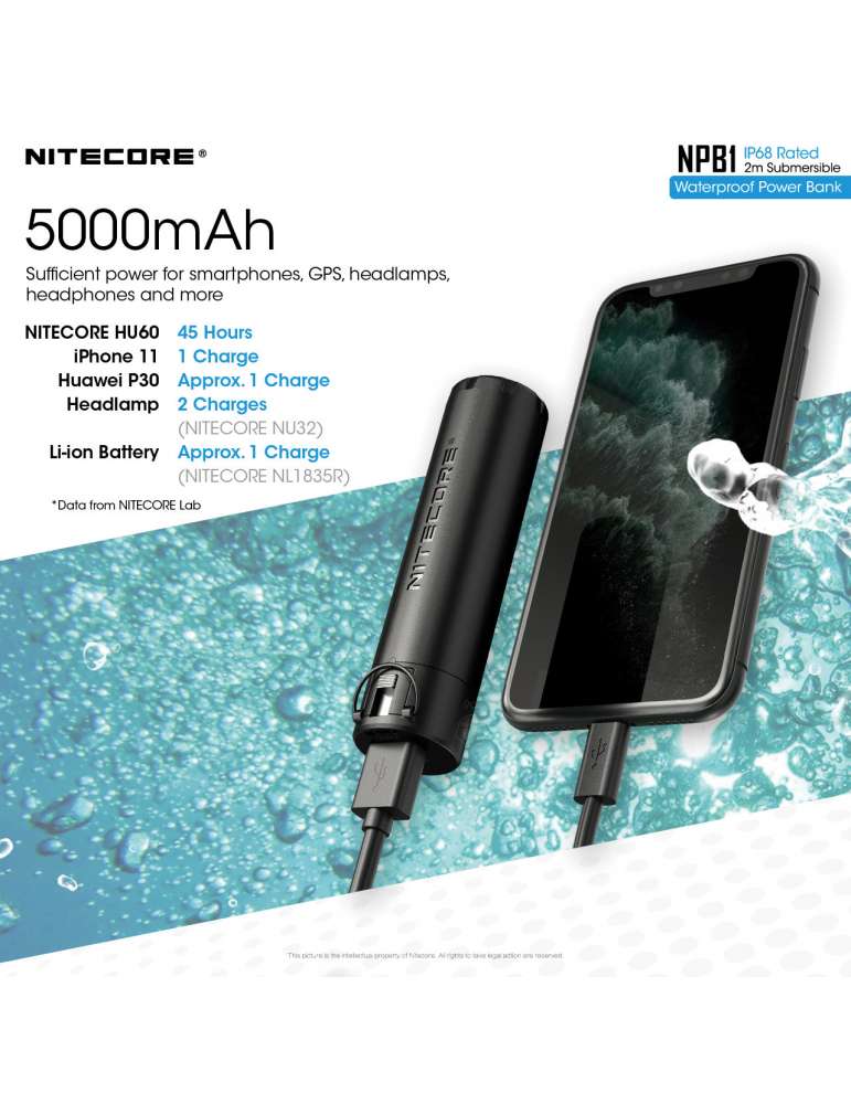 NPB1 batterie powerbank 5000mAh IP68 USB