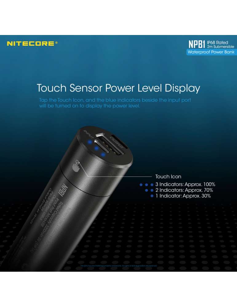 NPB1 batterie powerbank 5000mAh IP68 USB