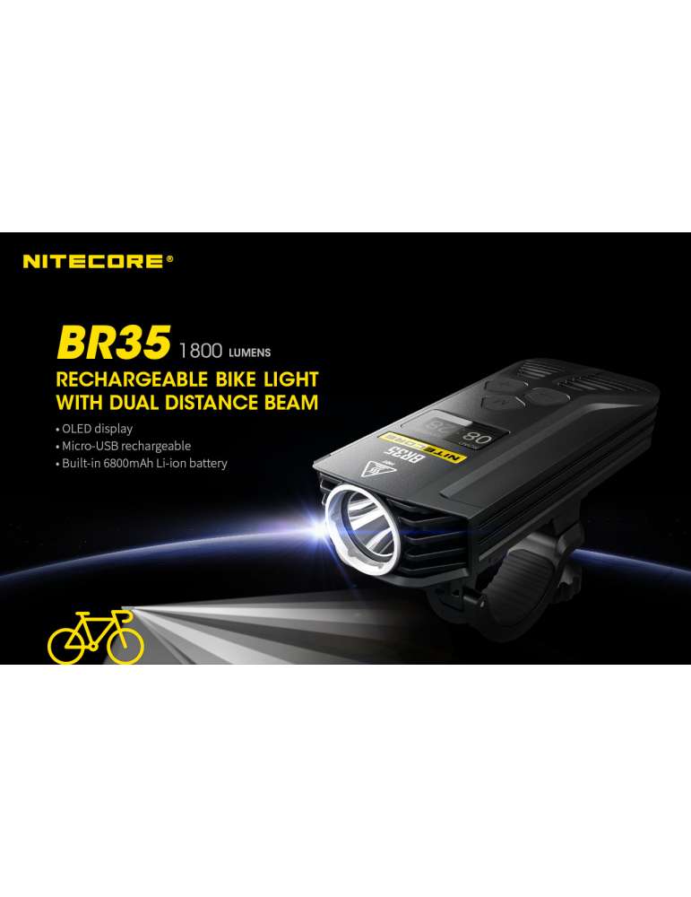 BR35 lampe vélo 1800LM double LED USB
