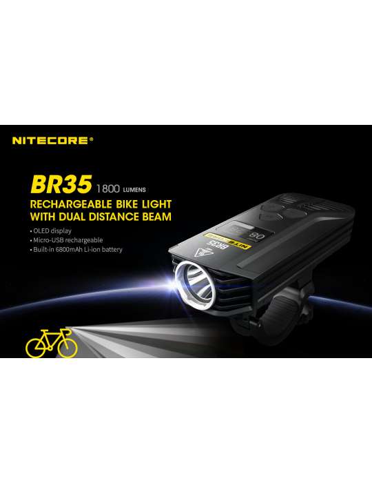 BR35 lampe vélo 1800LM double LED USB