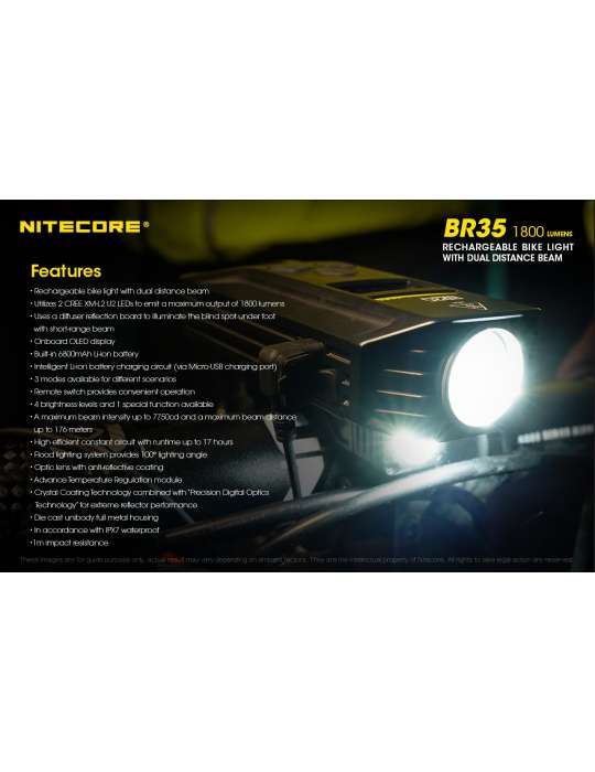 BR35 lampe vélo 1800LM double LED USB