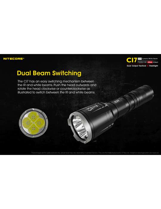CI7 lampe infra rouge 7000mW et lumière blanche 2500LM