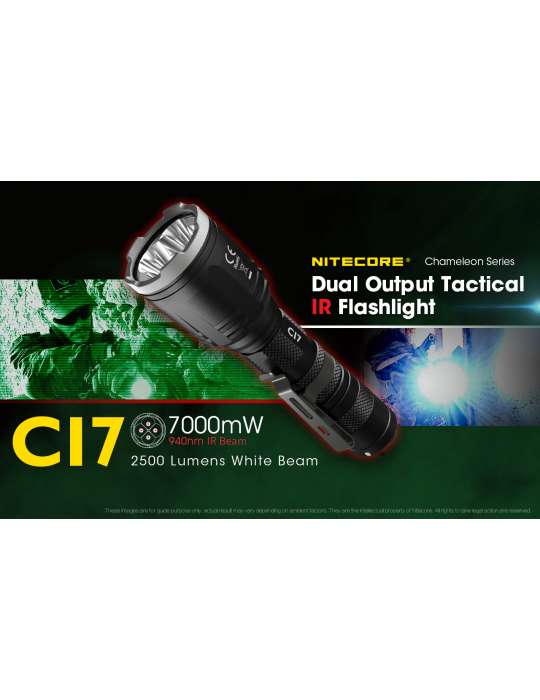 CI7 lampe infra rouge 7000mW et lumière blanche 2500LM