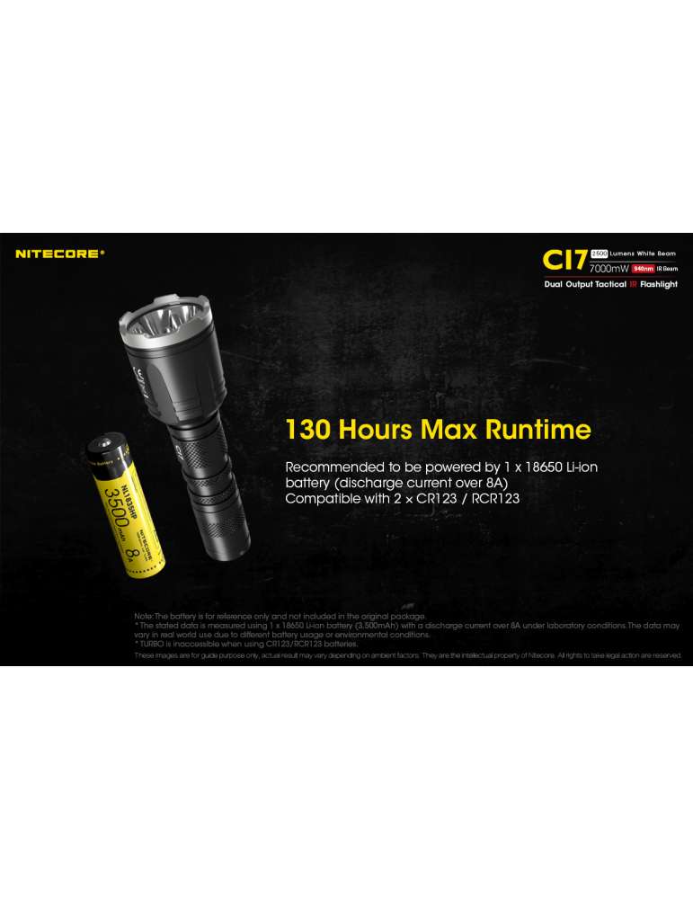 CI7 lampe infra rouge 7000mW et lumière blanche 2500LM