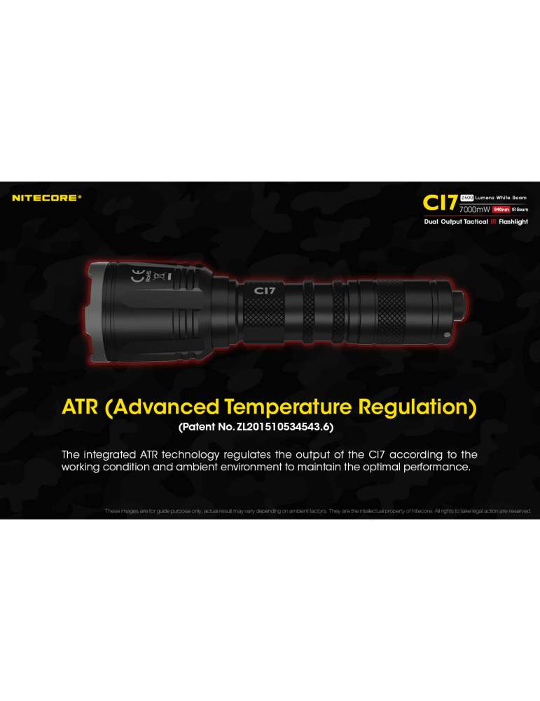 CI7 lampe infra rouge 7000mW et lumière blanche 2500LM