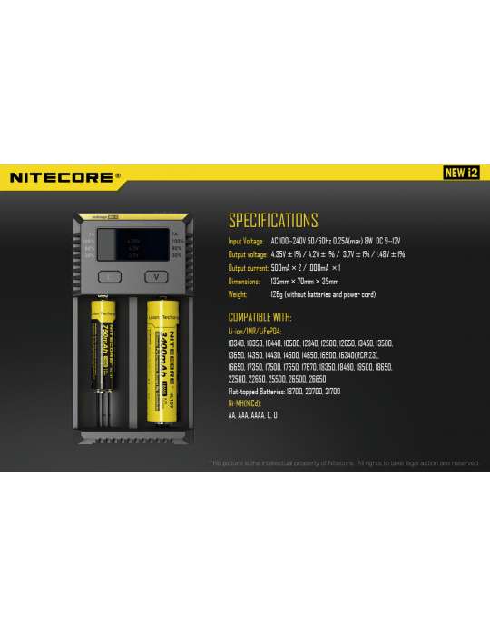 New i2 chargeur pour 18650 et pile type AA AAA C D
