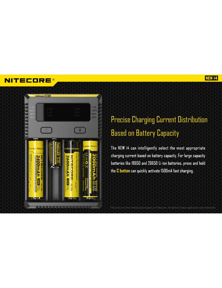 New i4 chargeur quadruple pour 18650 et pile AA AAA C D