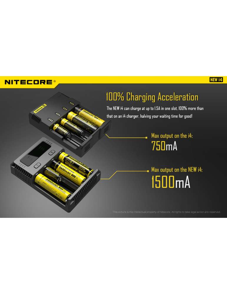 New i4 chargeur quadruple pour 18650 et pile AA AAA C D