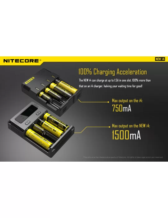 New i4 chargeur quadruple pour 18650 et pile AA AAA C D–NITECORE BELUX
