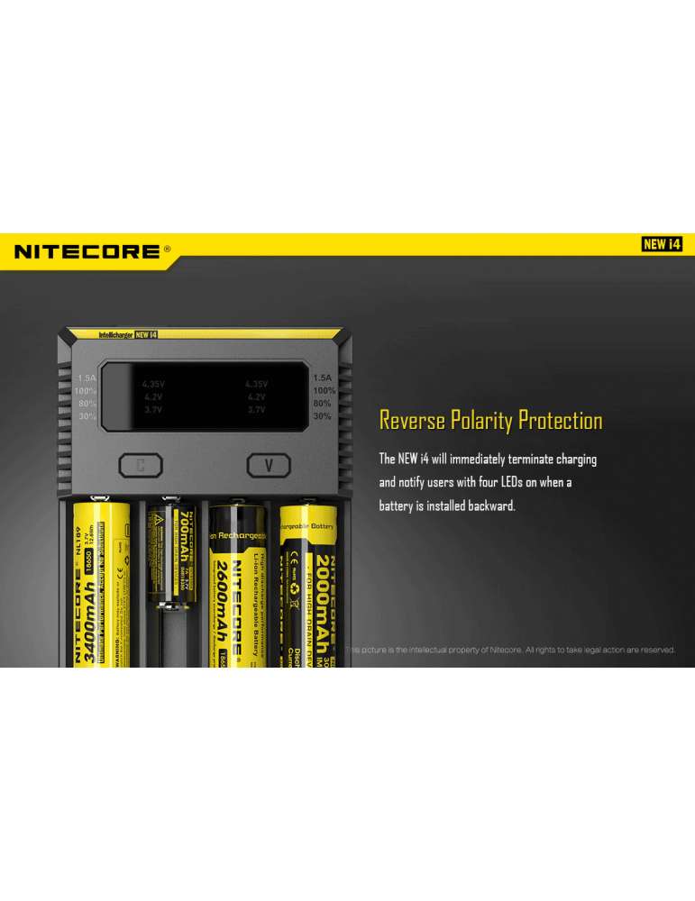 New i4 chargeur quadruple pour 18650 et pile AA AAA C D