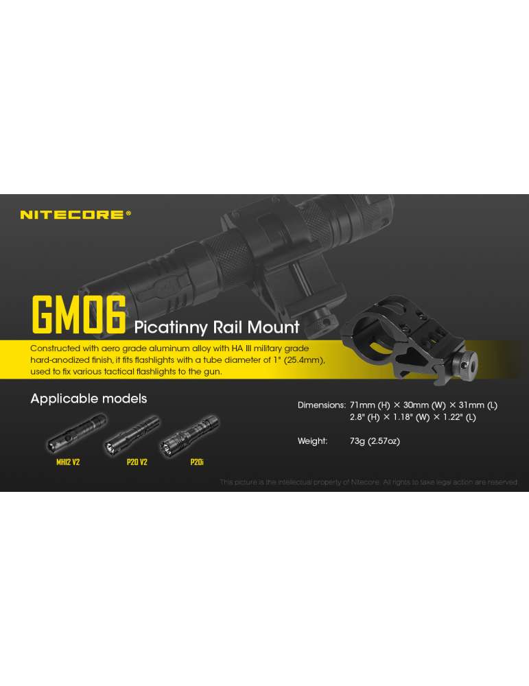 GM06 fixation picatinny pour lampe